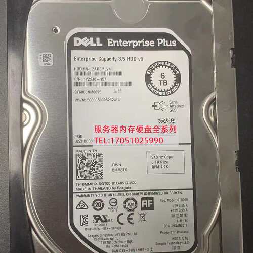 SC3020 SCv2080 SC280存储硬盘 ST6000NM0095 0MM81X 6T SAS议价
