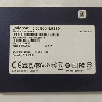 5100ECO 1.92T SATA MTFDDAK1T9TBY 服务器SSD 提供测报 2.5议价