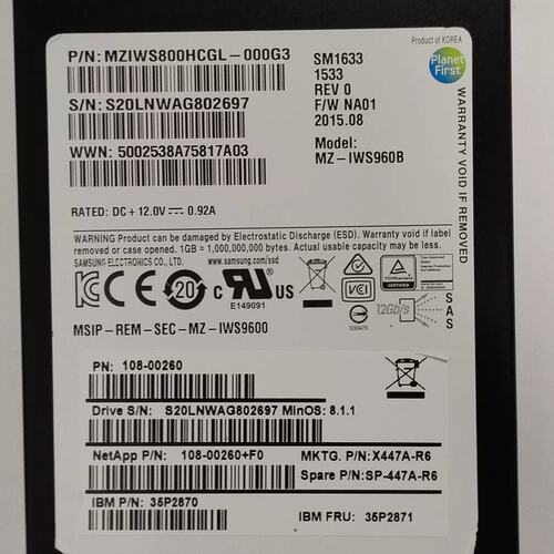 800G SAS X447A 108-00260 MZIWS800HCGL-000G3 12G SM1633议价