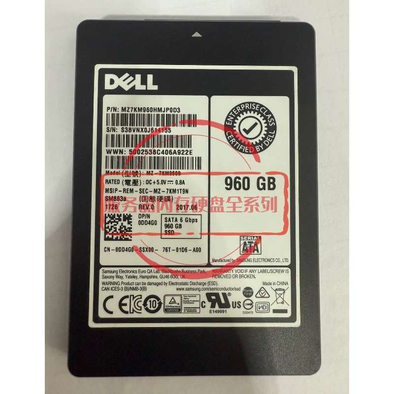 R740 R750 固态硬盘 SM863A MZ-7KM960B 960G SATA SSD 2.5议价