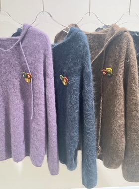 【书婷专享】冬季新款纯色帽衫羊毛针织毛衣6679