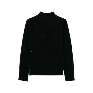 8002 秋冬套头羊毛半高领亮片针织衫 羊绒节