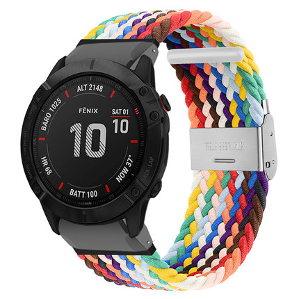 适用佳明手表表带Fenix 7X/6X/5X/7S/6S/255/245/955/965尼龙Mk1编织PLUS弹力VenuSQ2运动腕带男本能2快拆165