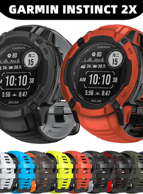 适用garmin佳明Instinct 2X智能手表官方款硅胶表带本能2X太阳能户外双色硅胶运动腕带雪峰白男女替换配件