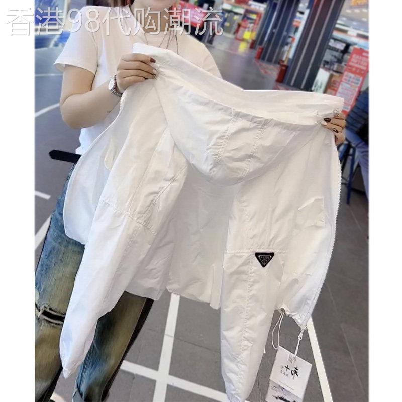 白色夹克外套女春夏薄款外穿宽松显瘦休闲短款连帽冲锋衣防晒上衣