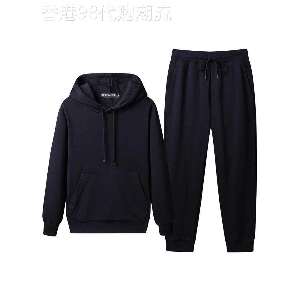 潮牌2025年新款纯色连帽卫衣套装男士休闲宽松长袖运动服百搭外套