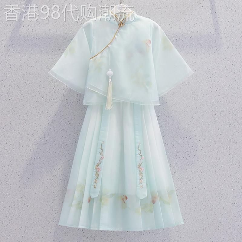 女童马面裙套装夏季2026新款儿童新中式汉服洋装夏装公主纱裙子