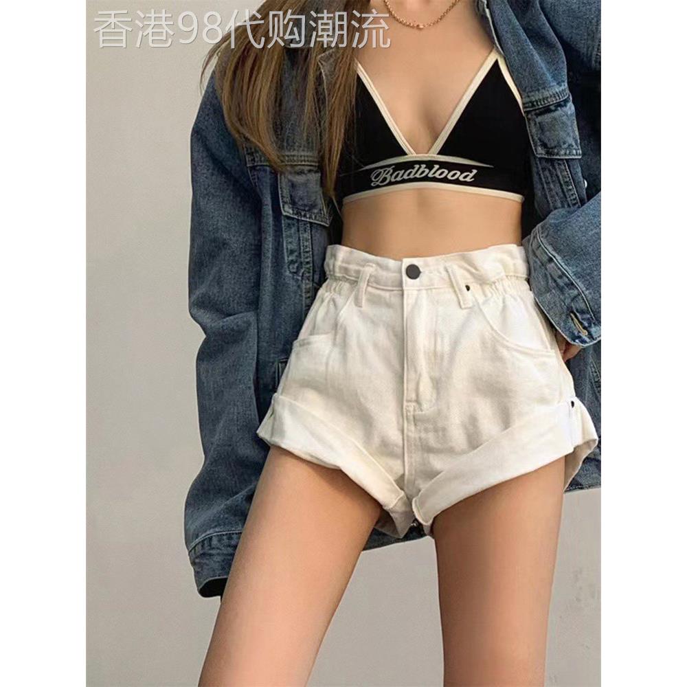 白色牛仔短裤女2025新款爆款夏覆古辣妹高腰卷边大尺码显瘦超短热