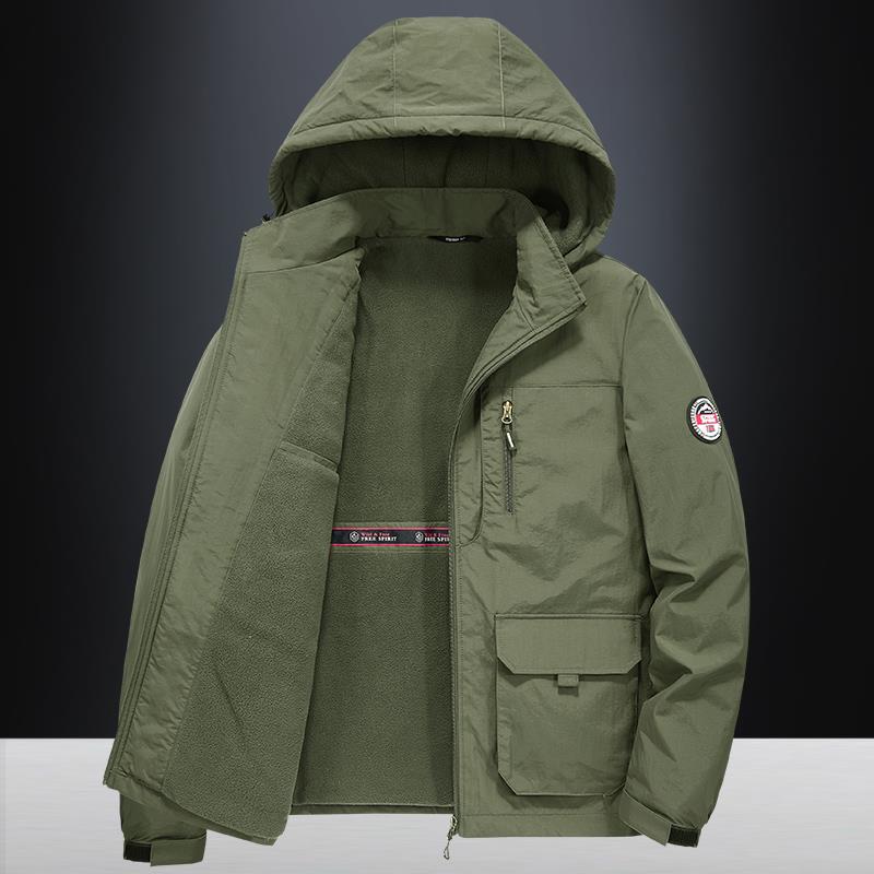 欧洲站！出口米兰~男士加绒秋冬防风工装冲锋衣大码运动防水夹克