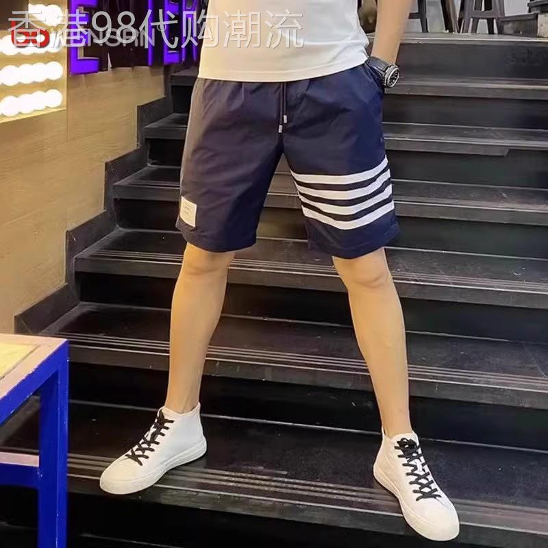 冰丝休闲短裤男士夏季外穿2026新款条纹速干运动五分沙滩裤子男款