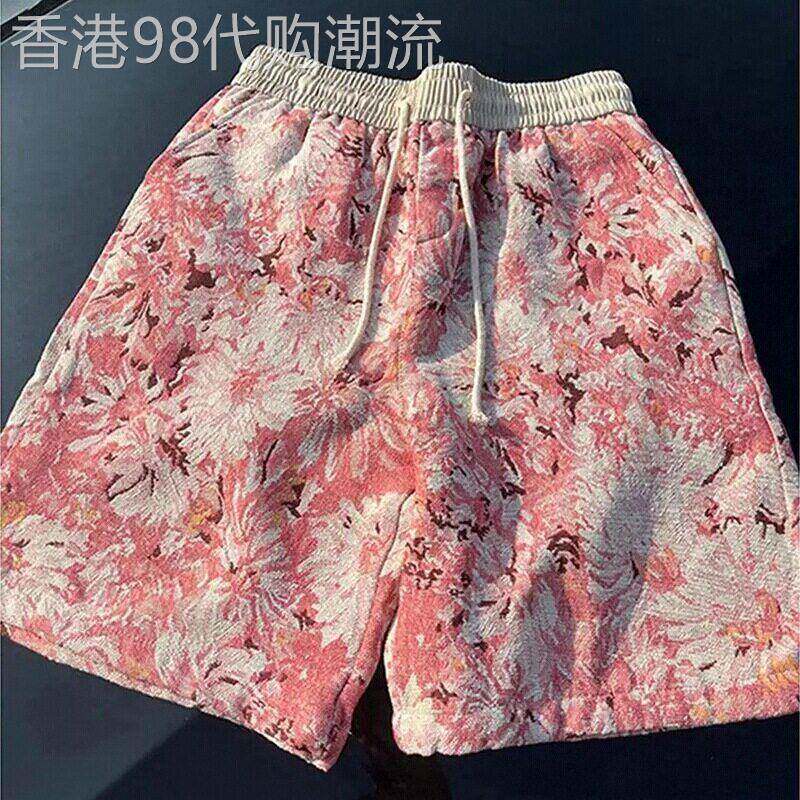 潮牌夏季新款休闲度假花短裤男潮流时尚沙滩裤子美式宽松四五分裤