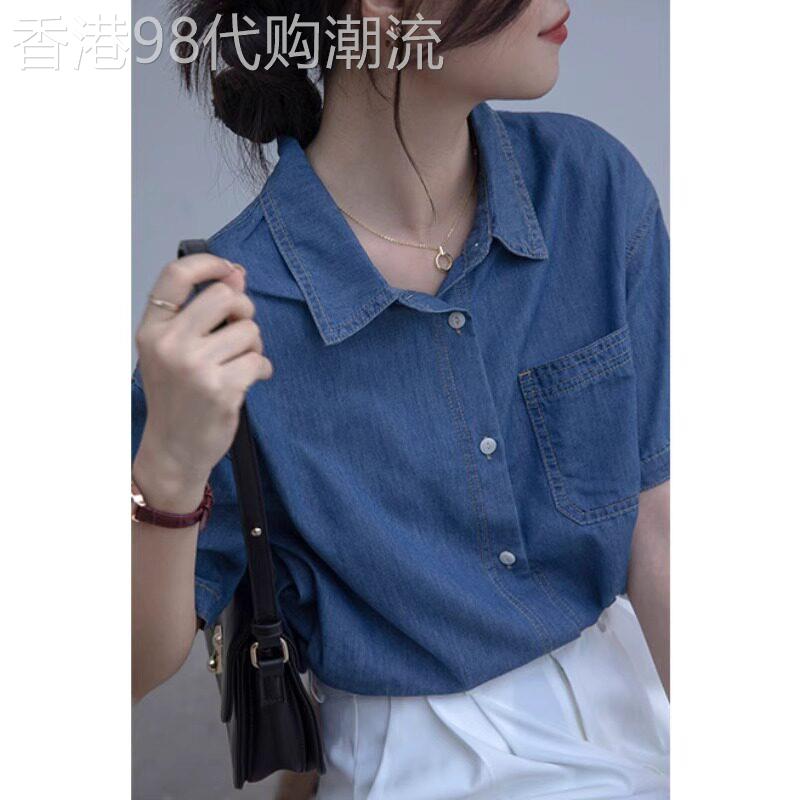 牛仔衬衫女2026新款夏季轻薄Polo领高级感轻奢减龄洋派纯棉上衣女