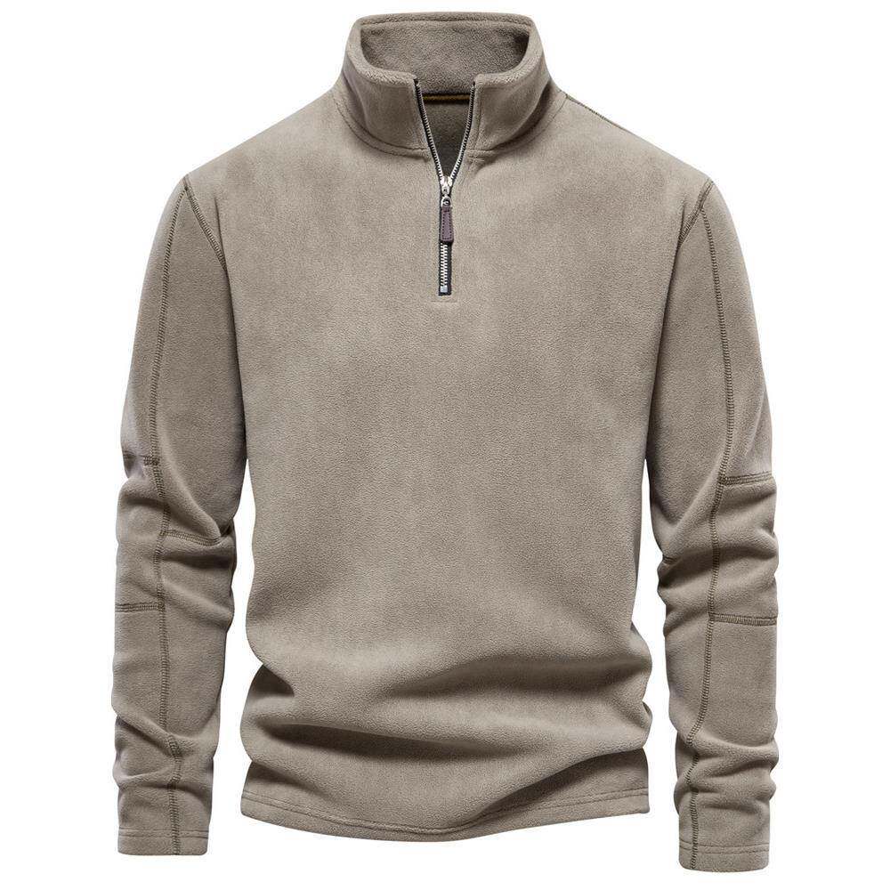 MAROLIO~出口北欧！高端羊羔毛立领卫衣男秋冬款保暖半拉炼抓绒衣