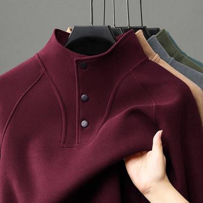 本名年红色卫衣男款德绒加绒加厚半高领打底衫冬季保暖上衣男士潮