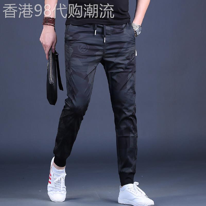 男士迷彩裤宽松休闲窄脚裤潮牌休闲裤束脚夏季修身百搭薄款运动裤