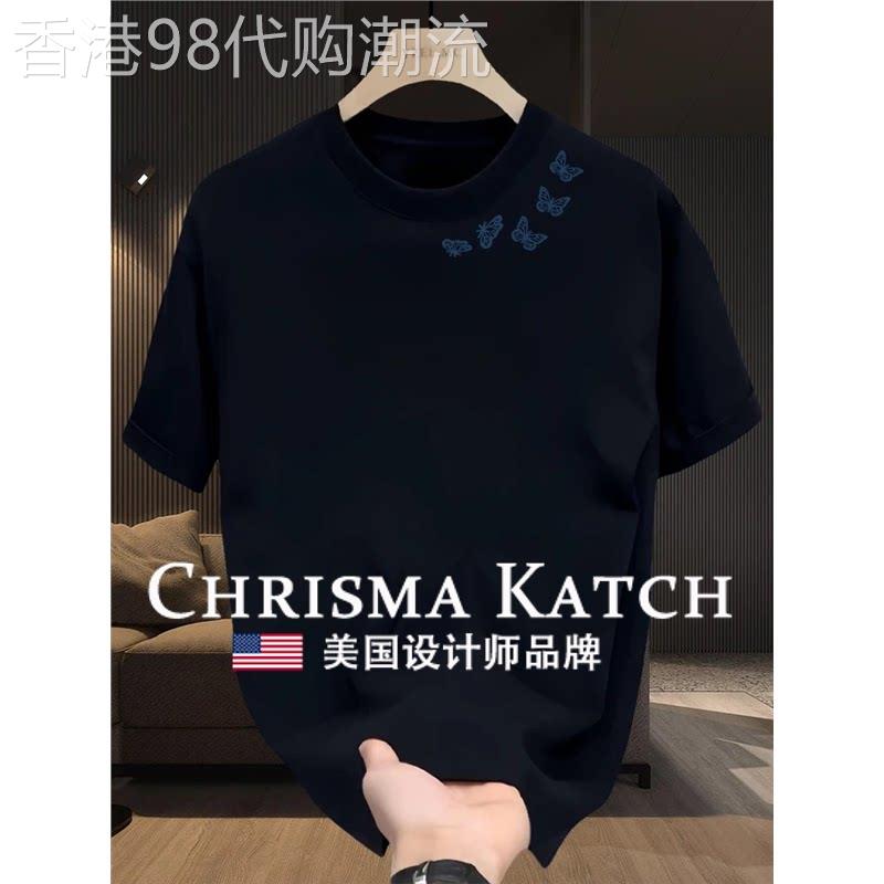 出口美国⭐Chrisma Katch~全棉短袖T恤男宽松潮流痞帅半袖上衣男