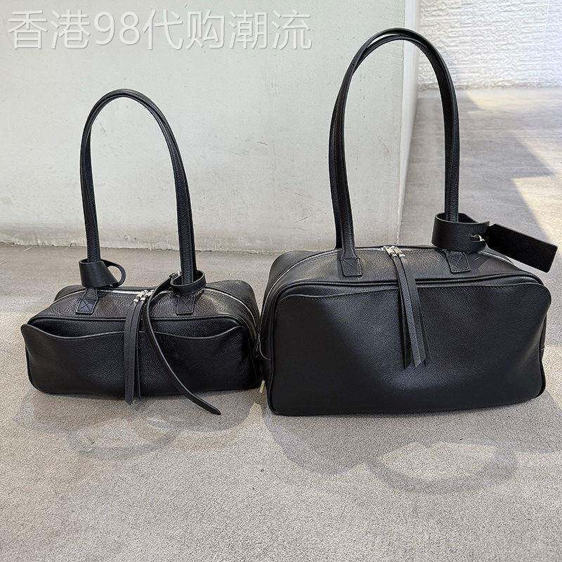 头层牛皮波士顿保龄球腋下包女新款真皮大容量单肩包通勤枕头包潮