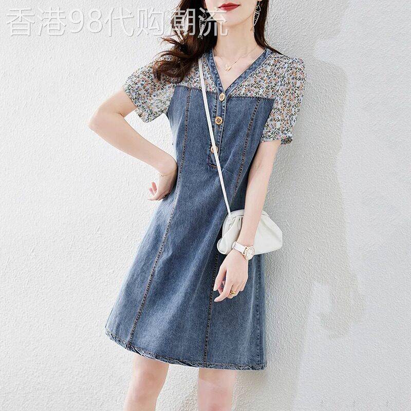 牛仔洋装子女夏季2025年新款韩版时尚小个子气质短袖a字中长裙