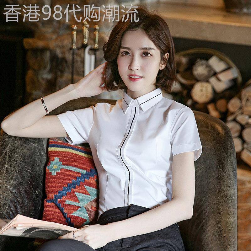 欧洲站短袖白衬衫女职业装夏季2026年薄款气质工作服时尚洋派正装