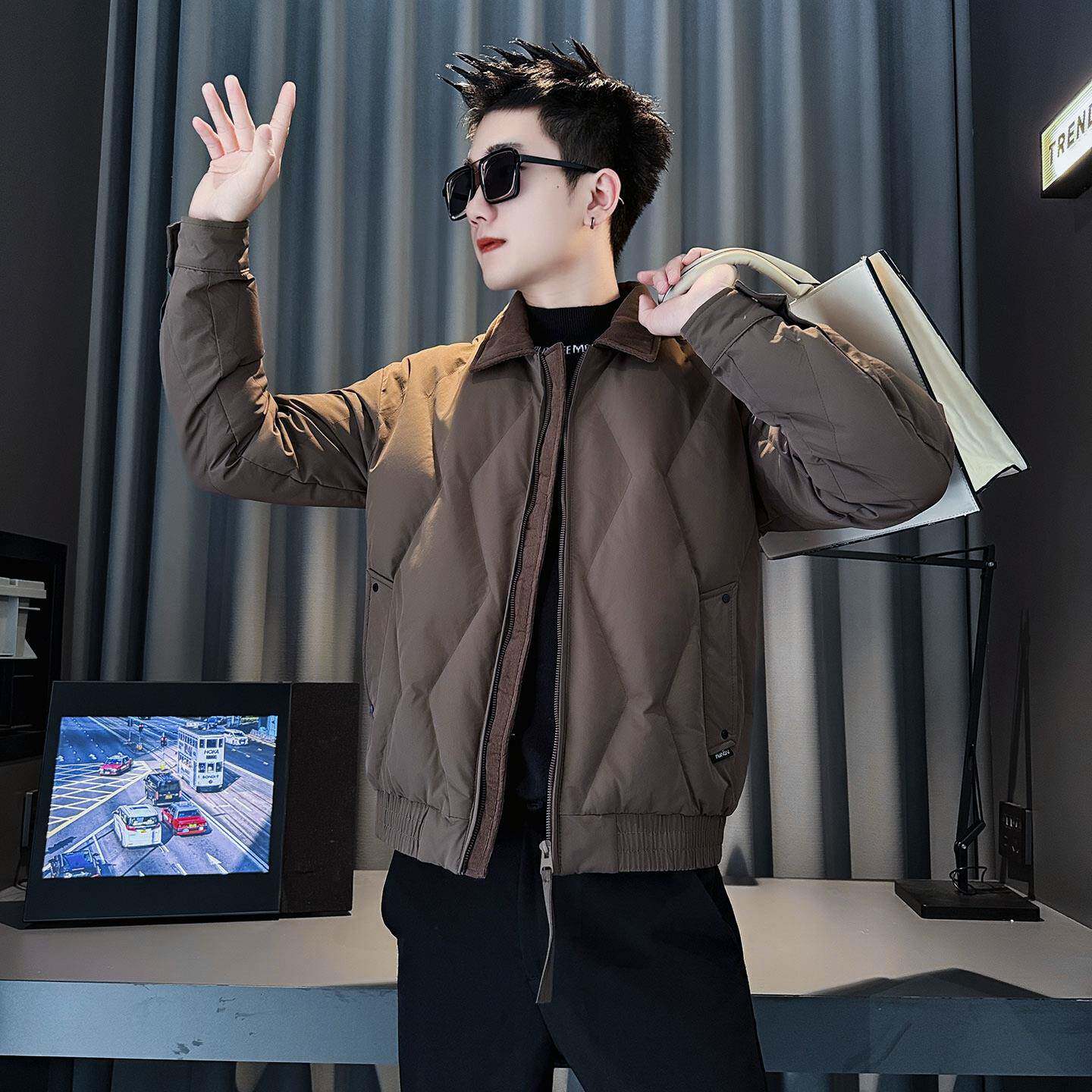 高端轻奢痞帅羽绒棉服男士2025新款冬季加厚保暖棉衣外套面包服