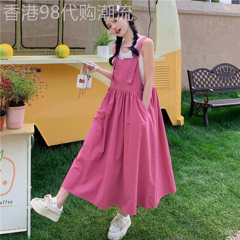 多巴胺少女连衣裙2026新款女夏季高级感学院风韩版甜美套装背带裙