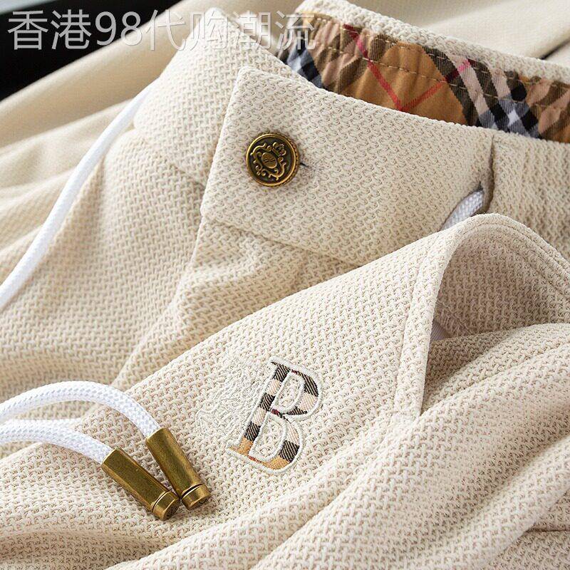 BEBE PEXX穿上不想脱~夏季男士战马印花针织网格透气杏色休闲裤