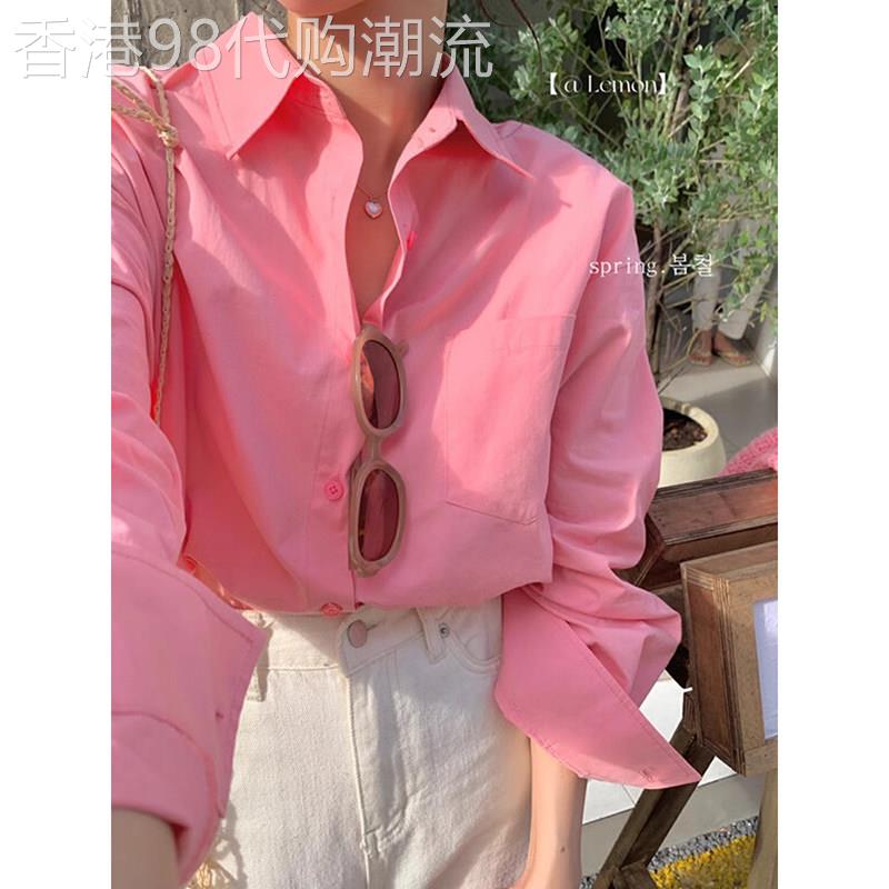 日系chic粉色防晒衬衫女夏季设计感小众宽松衬衫欧货漂亮时尚上衣