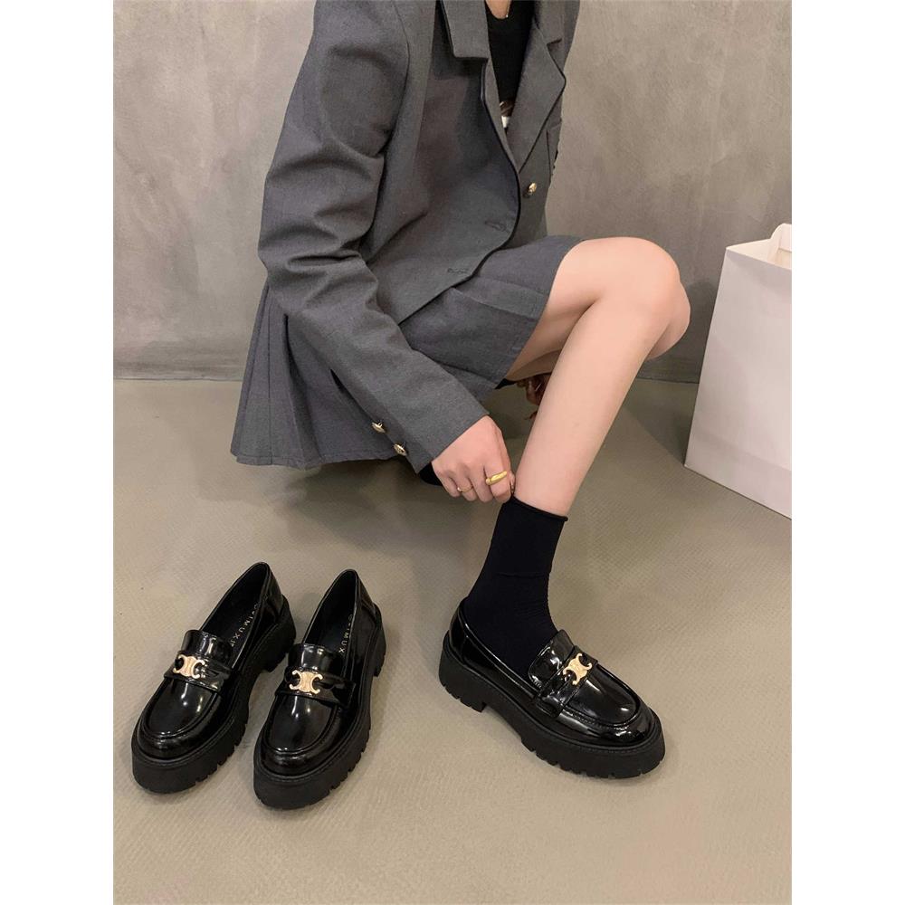 香港松糕厚底覆古乐福单鞋女鞋子2025年冬季新款增高英伦风小皮鞋