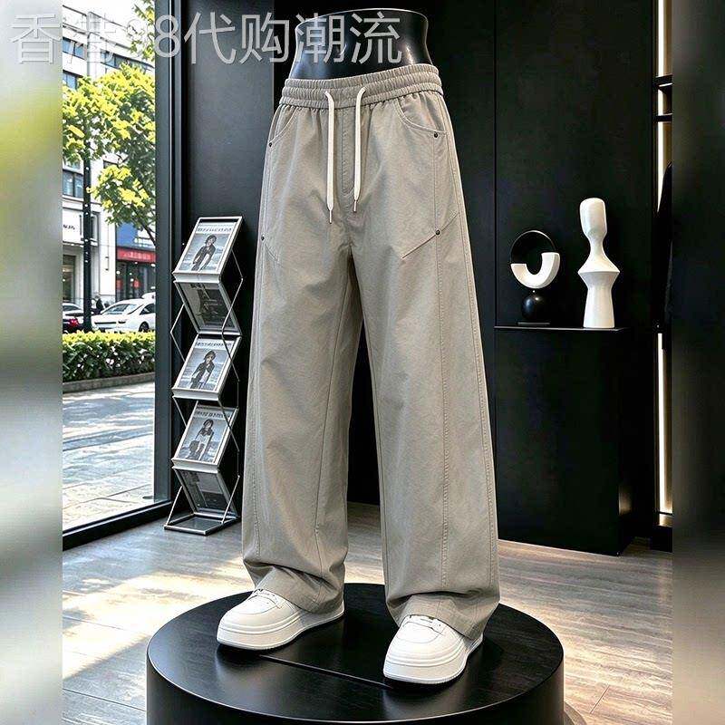潮牌高端直筒弯刀休闲裤男士2026秋季新款高级感宽松阔腿运动裤子