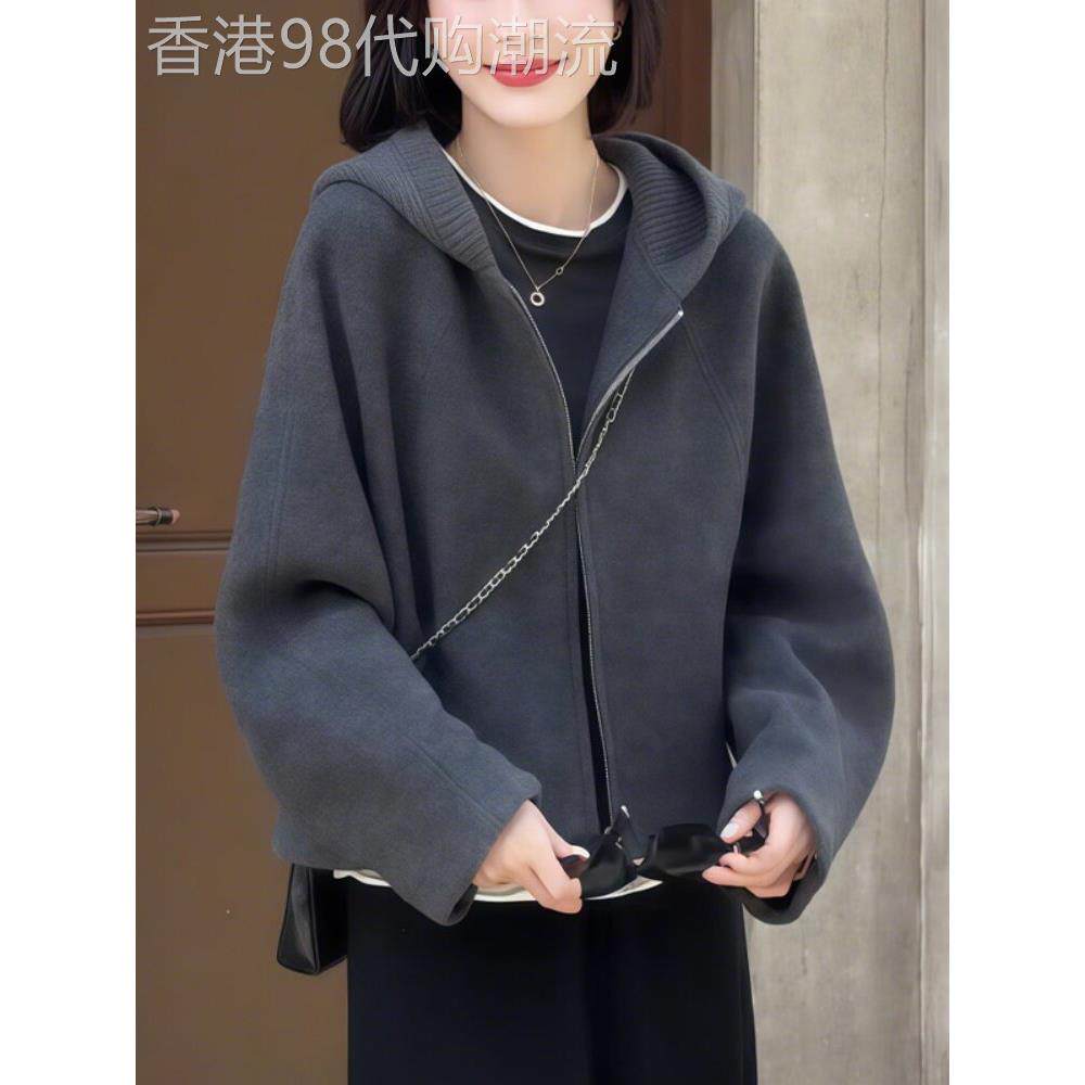 轻奢休闲显瘦百搭连帽卫衣开衫外套2025冬季穿搭新款长袖女装上衣
