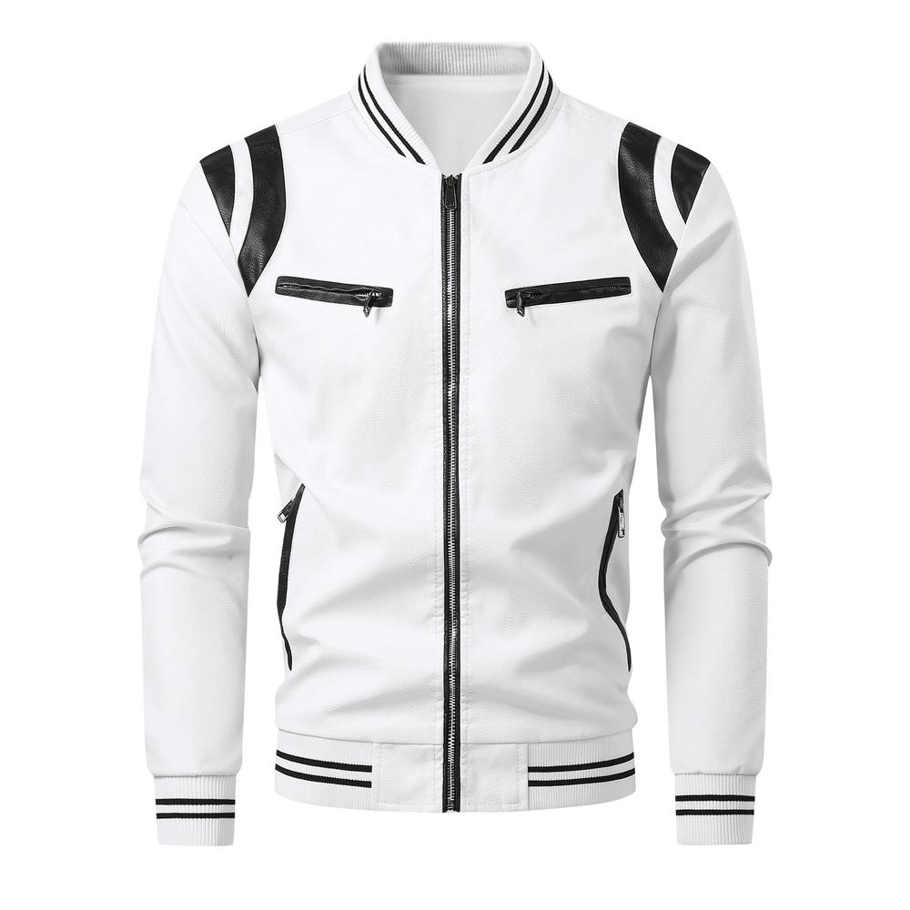 大码加绒男式绵羊皮皮衣机车夹克男士真皮外套立领机车服棒球服潮