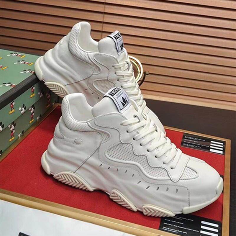 韩国专柜奢侈品男鞋头层牛皮百搭潮流透气厚底增高休闲运动老爹鞋