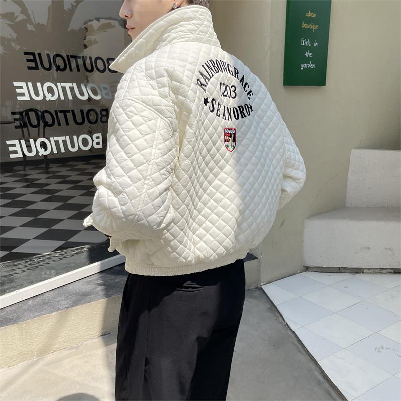 高端轻奢羽绒棉服男冬季2025新款夹克潮牌小香风格子短款棉衣外套