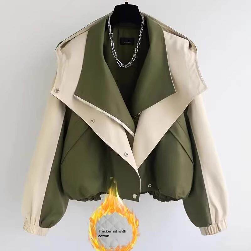 工装风衣外套女秋冬季加厚2025新款高级感小个子短款休闲夹克上衣