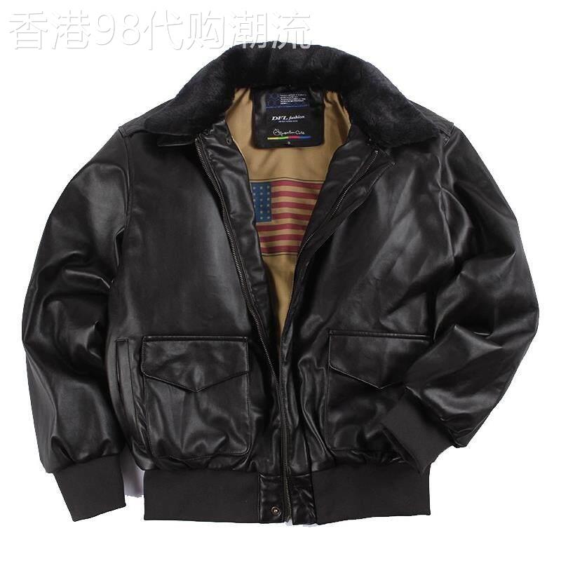 男士美式皮毛一体复古空军飞行员oversize休闲情侣机车皮夹克外套