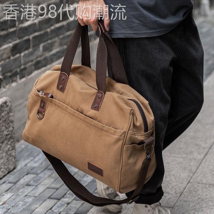 香港免税代购新款帆布旅行包男士大容量手提包简约健身包轻便揹包