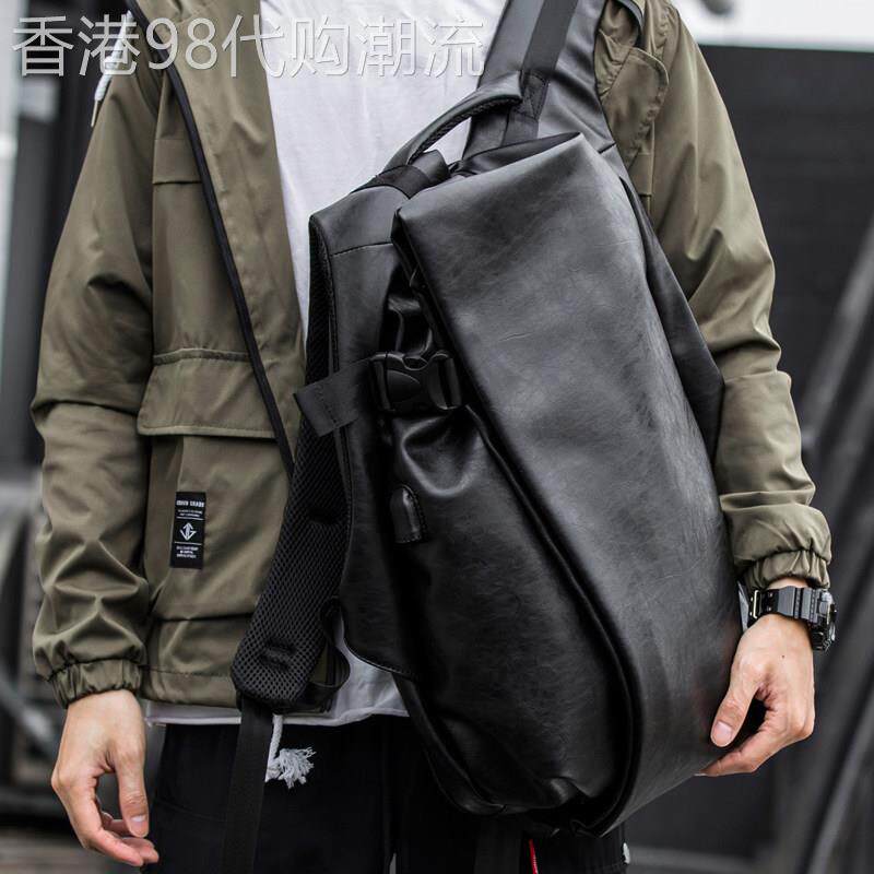 潮牌新款真皮后背包男士背包防水电脑包休闲旅行包书包大学生男包