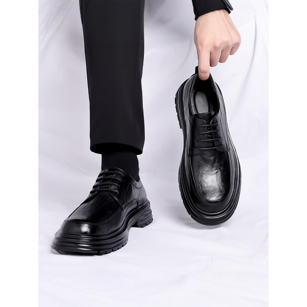 48大码圆头男士德比皮鞋黑色上班商务休闲正装鞋子结婚新郎男鞋47