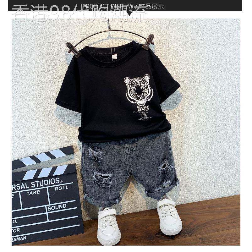 韩国男童夏装套装网红洋气2025新款小儿童夏季短袖时髦潮宝宝衣服