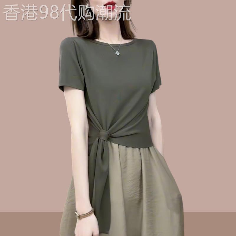 韩国休闲绑带纯色短袖t恤女2025夏季新款时尚设计感百搭显瘦上衣