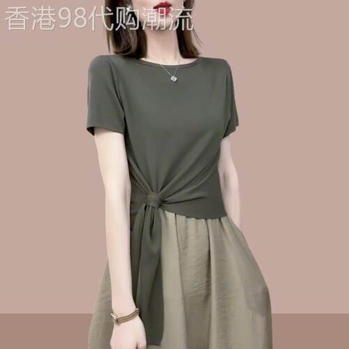 韩国休闲绑带纯色短袖t恤女2025夏季新款时尚设计感百搭显瘦上衣