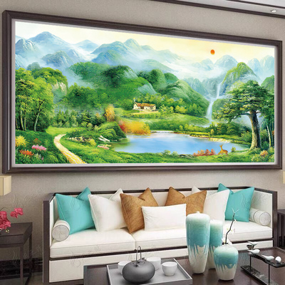 福居宝地十字绣新款山水聚宝盆