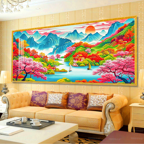 世外桃源十字绣大幅风景山水画