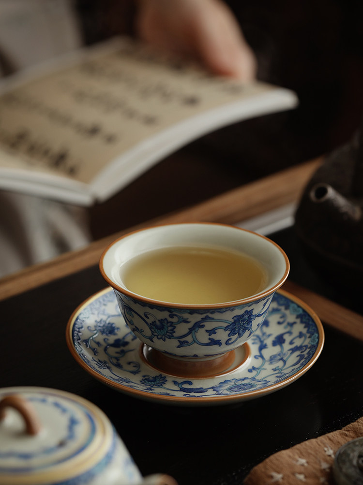 青花汝窑荷花茶杯、大师杯、单杯、高档家用陶瓷茶杯、功夫茶具香,餐饮具,茶杯,淘宝优惠券,粉丝福利购,淘宝优惠卷