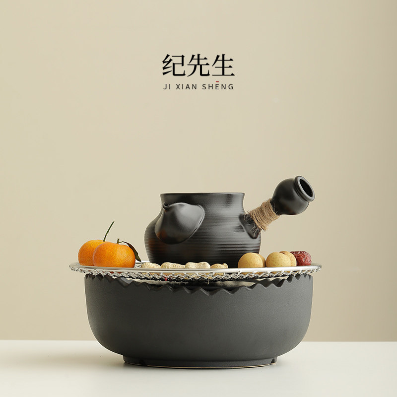 黑晶炉围炉煮茶室内家用烤火罐罐茶煮茶器煮奶茶干烧茶壶茶杯套装