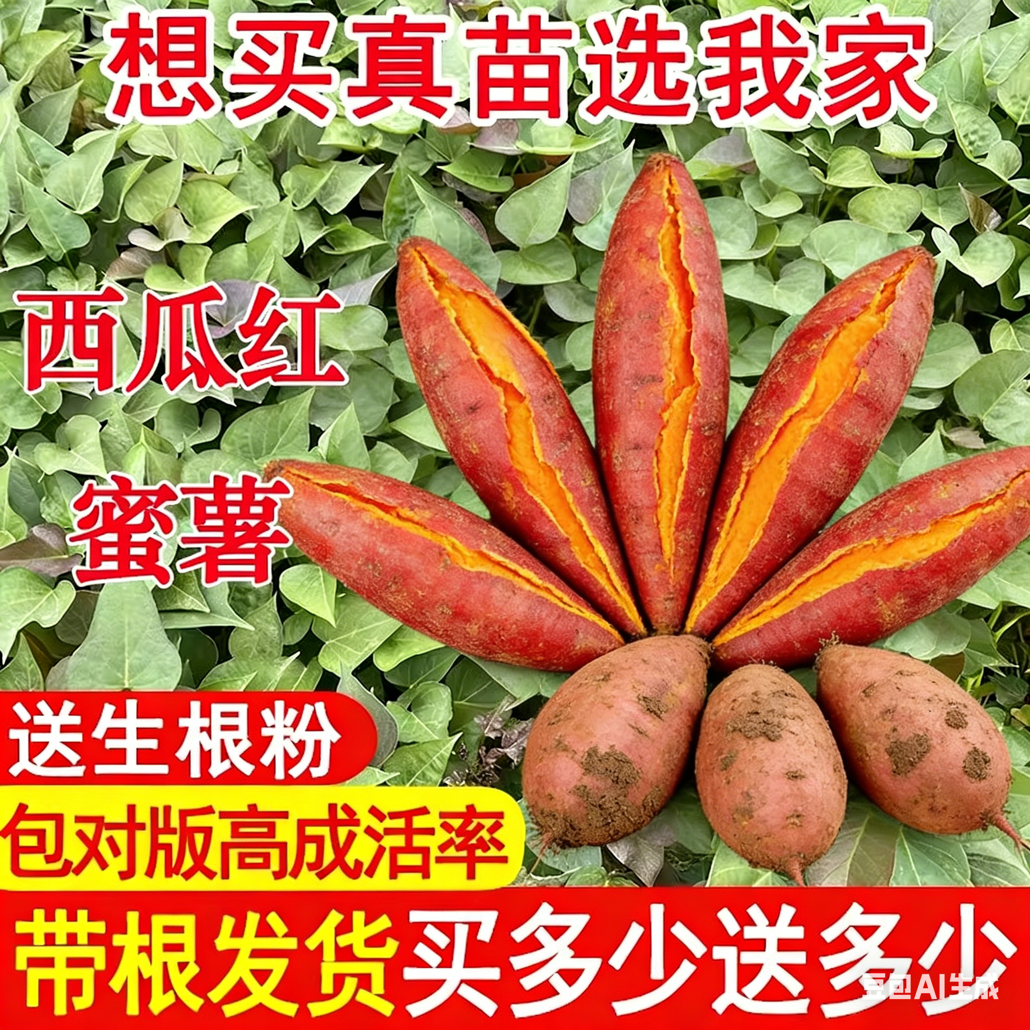 正宗西瓜红红薯苗蜜薯苗糖心软糯高产地瓜苗现挖蚬发产地直销秧苗