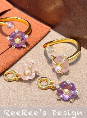 Veri薇芮 水晶南瓜戒指吊坠 s925银镀金 精致小众高级感设计款