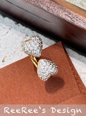 925纯银镀金心心相印戒指活口