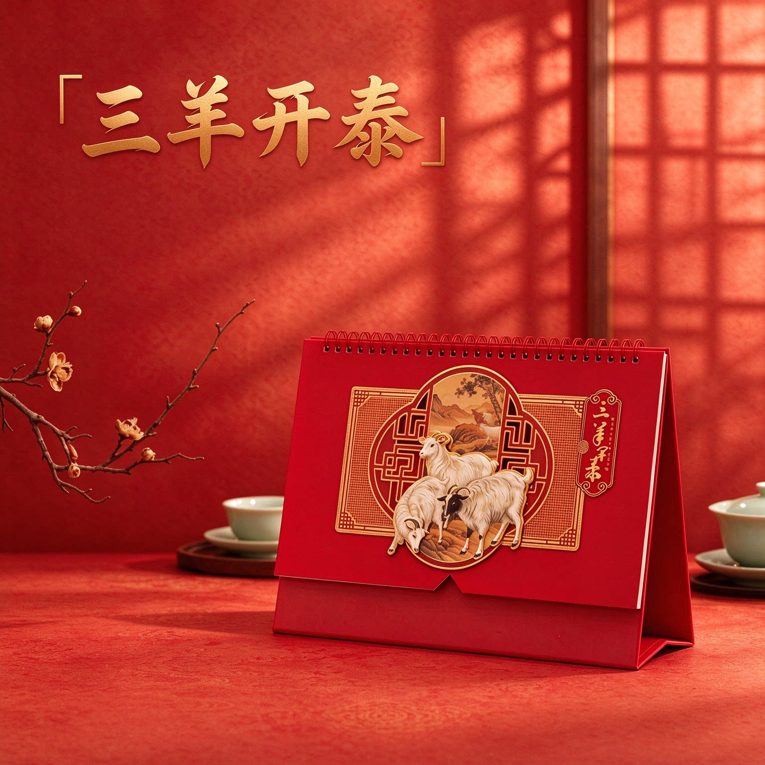 2027羊年台历创意纸质立体日历手撕工艺摆件摆台办公桌书房客厅装饰新年礼物公司企业商务定做原创简约复古