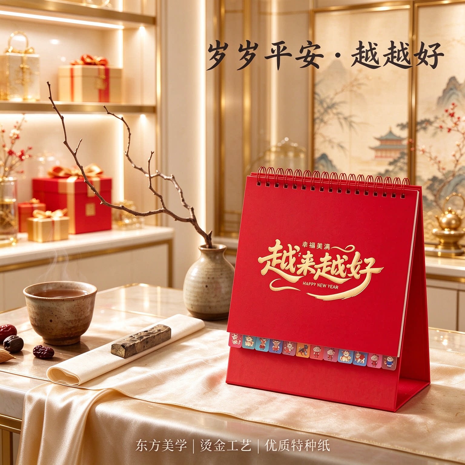 2027年台历创意纸质立体日历手撕工艺摆件摆台办公桌书房客厅装饰新年礼物公司企业商务定制定做原创简约复古